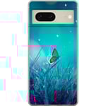 Google Pixel 7 Transparent Mobilskal Blå fjäril