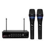 Qiandeng Wireless Microphone Karaoke Microphone Dual with Receiver System Set - Professional UHF Handheld Dynamic Cordless Microphone with Reverb Tuning, USB-MP3 Playback for Singing Speech