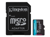 Kingston Canvas Go! Plus - Flash-minneskort (microSDXC till SD-adapter inkluderad) - 1 TB - A2 / Video Class V30 / UHS-I U3 / Class10 - mikroSDXC UHS-I