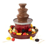 GILES & POSNER EK3428G Electric Chocolate Fountain, 3 Tier Cascading Fondue Set with Hot Melting Pot Base, Party Dip & Share Machine, Mini Set Includes 2 Food Trays & 100 Bamboo Skewers, 90W, Red