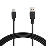 Amazon Basics USB-C to USB-A 2.0 Fast Charger Cable, 480Mbps Speed, USB-IF Certified, for Apple iPhone 15, iPad, Samsung Galaxy, Tablets, Laptops, 3 m, Black