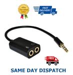 3.5mm Audio Headset Mic Y Splitter Cable Adapter TRRS to 2 TRS For PCs & Laptops