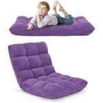 Canapé Paresseux Tatami Pliable Chaise de Plancher Coussin de Chaise de Lit Siège de Sol pour Maison, Bureau 105 x 57 x 15 cm (Violet) - Costway