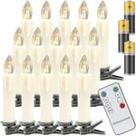 10 st LED-julstjärnor, Trådlösa Vita Varma Julgranstjärnor, Med Fjärrkontroll Och Batterier, Dimbara LED-stjärnor, IP44, För Julgran