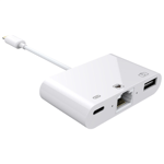 Adapter 3-i-1 Lightning till RJ45 Ethernet / USB / Lightning - Vit