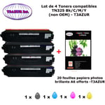 PACK 4 Toners Brother TN325 BK ,C,Y,M pour imprimante Brother DCP 9055CDN, 9270CDN + 20f A6 brillants - T3AZUR