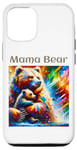 Coque pour iPhone 14 Art animalier coloré de maman ours et de son petit