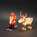 Konstsmide Acrylic Santa and Reindeer LED Christmas Decoration : Indoor/Outdoor