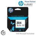 Genuine HP 304 Tri-Colour Ink Cartridge - For HP DeskJet 3720 Printers
