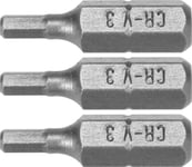 Dedra Hex H3x25mm Skruvmejsel Bits, 3St Blister (18A04h30-03)