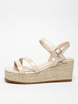 Quiz Wide Fit Nude Faux Leather Croc Wedges, Nude, Size 8, Women