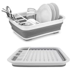 HAPPYX Collapsible Dish Drying Rack, Portable Dinnerware Drainer Organizer BPA Free for Home Outdoor Camping