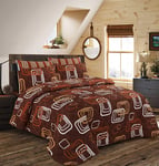3 Piece Quilted Bedspread Set With Pillow Shams - Comforter Bed Throws To Fit Double & King Size Beds 240 x 260 cm (Blake - Chocolate)