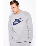 Nike Mens Crew Neck Sweatshirt Pullover in Grey Cotton - Size Small