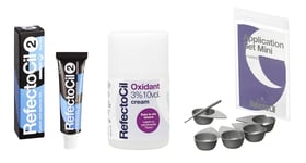 RefectoCil - Eyelash and Eyebrow Color Blue Black 2 + Oxidant cream 3%, 100 ml Application Set Mini