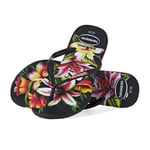 Havaianas Slim Floral Womens Footwear Flip Flops - Black All Sizes