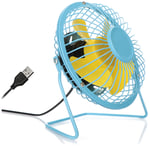 com-four® USB table fan, quiet mini fan for office and desk, cool standing fan in summery, happy colors