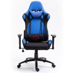 HUCOCO Race - Fauteuil à roulettes Chaise de Bureau Gaming design ergonomique Siège gamer tissu respirant dossier inclinable Noir&Bleu