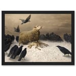 Schenck Anguish Sheep Ewe Crows Lamb Carrion Painting Artwork Framed Wall Art Print A4