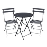 Fermob - Bistro matgrupp runt bord Ø57cm & 2 metall stolar anthracite - Matgrupper utomhus