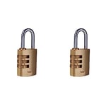YALE Y150B/30/125/1 - Brass Combination Padlock (30mm) - Indoor Steel Shackle Lock for Backpack, Locker, Tool Box - 3 Dial Lock 1000 Combinations - Standard Security (Pack of 2)