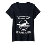 Womens RC Aeroplane Pensions Plan Funny RC Plane V-Neck T-Shirt