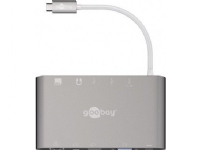Goobay 62113, USB 3.2 Gen 1 (3.1 Gen 1) Type-C, DisplayPort,HDMI,RJ-45,USB 3.2 Gen 1 (3.1 Gen 1) Type-A,VGA, MicroSD (TransFlash),MicroSDHC,MicroSDXC,SD,SDHC,SDXC, 5000 Mbit/s, Sølv, 0,13 m