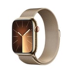 Apple Watch 9 Cell 45mm Gold Steel Case Milan Loop