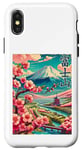 Coque pour iPhone X/XS Poster de voyage vintage du Japon Mount Fuji