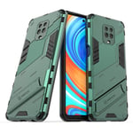 Hülle® Anti-Slip Anti-Fingerprint Soft and Hard Shell Case with Kickstand Compatible for Xiaomi Redmi Note 9 Pro Max/Xiaomi Redmi Note 9 Pro/Xiaomi Redmi Note 9S(Green)
