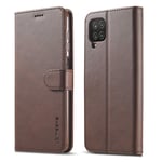 Galaxy A12 Case And Screen Protector, Samsung A12 Case, Flip Folio Case PU Leather Book Phone Cover, Wallet Stand Feature Magnetic Closure ID Card Holder Slot Case For Samsung Galaxy A12 Dark Brown