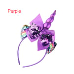 Kids Headband Unicorn Horn Bowknot Headwear Purple