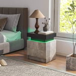 Sängbord med LED-lampor & 2 lådor & fjärrkontroll sängskåp 45 x 35 x 52cm grå