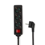 Nedis Grenuttag, Typ F (CEE 7/7), 3-vägs, 3680W, 16A, 5m - Svart