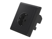 Lanberg - Eluttag - 2P+E - Typ F, USB - med fönsterluckor - 1 grupp - 1 eluttag, 2 USB-uttag - 2.1 A - grå, svart, RAL 7021