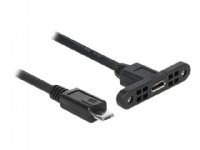 Delock - USB-förlängningskabel - mikro-USB typ B (hane) till mikro-USB typ B (hona) kan monteras på panel - USB 2.0 - 25 cm - svart