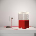 Creative Cables - Posaluce Cubetto Couleur, lampe de table en bois peint comprenant câble textile, interrupteur et prise bipolaire Sans ampoule