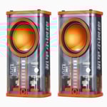K07 Transparent Mecha Haut-Parleur Sans Fil Bluetooth Sound Light Rhythm Subwoofer TWS Stéréo Cyberpunk Music Center Appel Mains Libres, 2PCS-K07 Orange