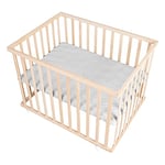 roba Parc Bébé 75 x 100 cm - Hêtre Biologique - avec Insert de Protection Style Gris - Bois Naturel