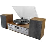 Musik-anläggning Vinyl CD Radio Bluetooth 70-tals-design PL895 Trä/Silver