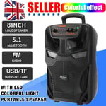 Portable Wireless Bluetooth Speaker Rechargeable LED Trolley Party Heavy Bass