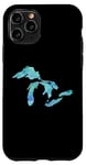 Coque pour iPhone 11 Pro Aquarelle bleu vert des Grands Lacs