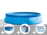 Kit piscine autoportée Intex Easy Set 4,57 x 1,07 m + Bâche de protection + Bâche à bulles + 6 cartouches de filtration