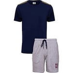 CR7 Cristiano Ronaldo Men's Short Sleeve Pyjama Set, Navy, Grey, 2XL