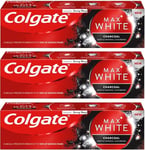 3x Colgate MaxWhite CHARCOAL Gentle Scrubbing Whitening Toothpaste -Remove Stain