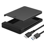 KUYiA 2.5 Inch Hard Drive Enclosure USB 3.0 5Gbps HDD Caddy Portable Storage Enclosure Box For 7mm or 9mm SATA HDD SSD External Hard Disk Caddy (USB 3.0 Black)