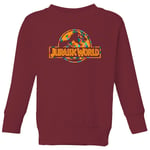 Jurassic Park Logo Tropical Kids' Sweatshirt - Burgundy - 3-4 Years - Burgundy