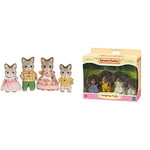 Sylvanian Families - Striped Cat Family & Hedgehog Family