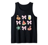 Pink And Orange Flamingo Floatie Bow Summer Beach Vibes Tank Top