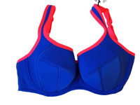 Pour Moi PM-97002 Cobalt/Red Underwired Lightly Padded Sports Bra UK 32E
